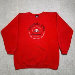 Vintage Starter Crewneck Sweatshirt Men’s Medium Red Kanawha Iowa Centennial